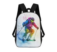 sinyumoney Skier in Colorful Snow Mochila Escolar Para Niñas Y Niños, Mochilas De Gran Capacidad, Mochilas Ligeras Para Niños Y Estudiantes 17inch