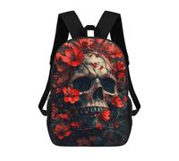 sinyumoney Skull And Flowers Mochila Infantil Para Niñas Y Niños, Mochila De Día, Escuela Primaria, Perfecta Para La Vuelta Al Cole O Educación Física, Regalos Y Viajes 17inch