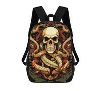 sinyumoney Skull And Snakes Graphic Art Mochila Escolar Mochilas Escolares Para Niñas Y Niños Mochila Con Bolsillo Mochila Escolar De Moda Mochila Infantil 17inch