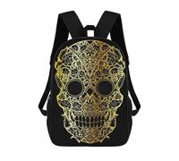 sinyumoney Skull Gold Ornament Mochila Grande Para Portátil Resistente Al Agua Para El Campus, Viajes Al Aire Libre Y Deportes 17inch