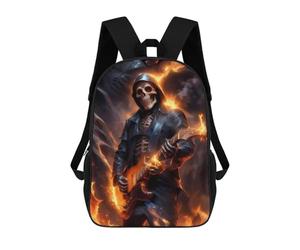 sinyumoney Skull Guitarist in Flames Mochila Escolar Infantil, Mochilas Impresas En 3D, Mochilas Escolares De Moda Para Niños De Primaria Y Secundaria 17inch