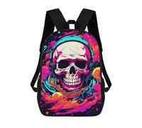 sinyumoney Skull Headphones Music Artwork Mochilas Para Niños 17inch Mochila Escolar Mochila Escolar Impresa En 3D Para Niños De Primaria Y Secundaria