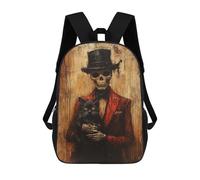 sinyumoney Skull in Top Hat with Cat Mochilas Infantiles Mochila Escolar Impresa En 3D Para Niños Mochilas De Viaje Bolsas Para Libros Para Niños 17inch Mochila Escolar