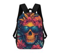 sinyumoney Skull in Tropical Paradise Mochila Escolar Para Niñas 17inch Mochila Informal Ligera Para Niños Y Niñas, Ideal Para Estudiantes De Secundaria