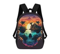 sinyumoney Skull Island Sunset Mochila Infantil Para Niñas Y Niños, Mochila De Día, Escuela Primaria, Perfecta Para La Vuelta Al Cole O Educación Física, Regalos Y Viajes 17inch