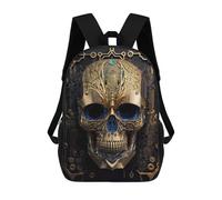 sinyumoney Skull Machine Gold Mochila Infantil Para Niñas Y Niños, Mochila De Día, Escuela Primaria, Perfecta Para La Vuelta Al Cole O Educación Física, Regalos Y Viajes 17inch