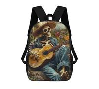 sinyumoney Skull Playing Guitar Art Print -1 17inch Mochilas Escolares Impresas En 3D, Mochilas Escolares De Moda Para Niños De Primaria Y Secundaria