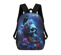 sinyumoney Skull Raven Flowers Mochila Escolar Infantil Impresa En 3D Mochila De Viaje De Alta Capacidad Bolsas Para Libros Mochila Infantil 17inch