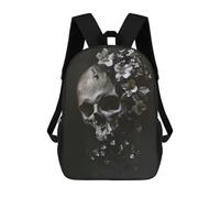 sinyumoney Skull White Flowers Mochila Ronaldo, Mochila Infantil, Mochila Escolar Para Estudiantes, Mochila Para Libros, Mochila Escolar Impresa En 3D Para Niños Y Niñas, 17inch