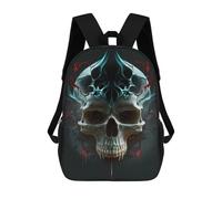 sinyumoney Skull with Blue And Red Flames Mochilas Impresas En 3D Para Niños, Mochila Escolar, Mochila Informal Para Exteriores, Mochila Informal De Moda Para Niños, Lindas Bolsas De Viaje 17inch