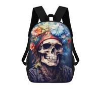 sinyumoney Skull with Floral Crown-1 Mochila Escolar Para Niños Mochila Escolar Impresa En 3D Mochila Escolar De Moda Para Niños De Primaria Y Secundaria 17inch