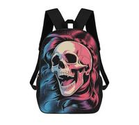 sinyumoney Skull with Hair Digital Art Mochila Escolar Para Niños, Mochila Escolar De Gran Capacidad Para Niños, Mochila Escolar 3D, Regalos Para Niños 17inch