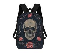 sinyumoney Skull with Pink Roses V Mochila Infantil, Mochila Escolar Infantil, Mochilas Escolares Impresas En 3D Para Niños Y Estudiantes Adolescentes 17inch