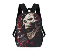 sinyumoney Skull with Red Spikes Mochila Escolar Para Niños, Mochila Escolar De Gran Capacidad Para Niños, Mochila Escolar 3D, Regalos Para Niños 17inch