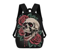 sinyumoney Skull with Roses Illustration Mochila Escolar Mochila Para Niños Impresa En 3D Mochilas Infantiles Para Niños Y Niñas Mochilas Escolares Mochilas De Viaje Para Niños 17inch