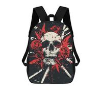 sinyumoney Skull with Roses Mochilas Infantiles Escolares Impresas En 3D, Mochilas Para Niños, Mochilas De Viaje Para Niños Y Niñas, Mochilas Escolares Para Niños 17inch