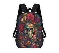 sinyumoney Skulls And Flowers A Vibrant Artwork Mochila Escolar Para Niños Mochila Escolar Impresa En 3D Mochila Escolar De Moda Para Niños De Primaria Y Secundaria 17inch