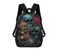 sinyumoney Skulls And Roses Artwork Mochila Escolar Infantil Impresa En 3D Para Niños, Mochilas De Viaje De Alta Capacidad, Bolsas Para Libros, Mochila Escolar Infantil 17inch