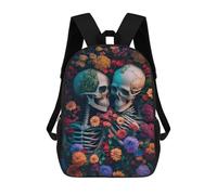 sinyumoney Skulls in Bloom A Vibrant Floral Fusion Mochila Escolar Grande Resistente Al Agua Para Portátil Para Hombres, Mujeres Y Adolescentes 17inch