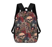 sinyumoney Skulls, Roses, And Butterflies Pattern Mochila Para Niños, Adolescentes Y Estudiantes, Mochilas Para Niñas, Mochilas Para Niños Pequeños, Primaria Y Secundaria 17inch