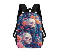 sinyumoney Skulls & Roses Mochila Escolar Para Niños Y Niñas, Mochila Informal De Viaje, Mochila De Gran Capacidad Para El Día A Día 17inch