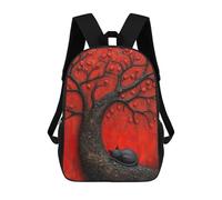 sinyumoney Sleeping Black Japan Cat Beneath Red Tree Mochila De Peluche Con Dibujos Animados, Mochila 3D Para Niños, Bolsa Escolar, Idea De Regalo De Cumpleaños Para Niños Y Niñas 17inch