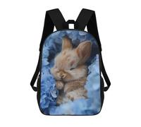 sinyumoney Sleeping Bunny in Blue Flowers Mochila Infantil, Mochila Escolar Impresa En 3D, Mochila Para Niños Y Niñas, Mochila Escolar Ajustable Para La Escuela Primaria 17inch