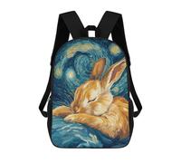 sinyumoney Sleeping Bunny Starry Night Mochila Ligera Informal Para El Día A Día, Mochila Escolar Para Hombres/mujeres 17inch