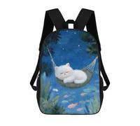sinyumoney Sleeping Cat in Hammock Under Stars Mochila De Moda Para Papelería, Impermeable, Informal, Para Adolescentes, Niños, Mujeres Y Hombres 17inch
