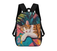 sinyumoney Sleeping Cat in Tropical Garden Mochila De Moda Para Papelería, Impermeable, Informal, Para Hombres, Mujeres Y Adolescentes 17inch