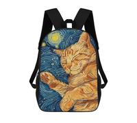 sinyumoney Sleeping Cat Starry Night Art Mochila Escolar, Mochila De Negocios Para Portátil, Mochila Unisex Informal Para Hombres/mujeres 17inch