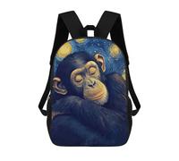 sinyumoney Sleeping Chimpanzee in Starry Night Style Mochila Escolar Mochilas Escolares Para Niñas Y Niños Mochila Con Bolsillo Mochila Escolar De Moda Para Niños 17inch