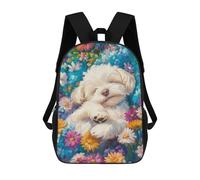 sinyumoney Sleeping Dog in Floral Meadow Mochila Escolar Mochila Para Niñas Y Niños Mochilas De Gran Capacidad Mochilas Ligeras Para Niños Y Estudiantes 17inch