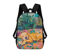 sinyumoney Sleeping Dog in Tropical Garden Mochilas Escolares Impresas En 3D, Mochila Escolar Informal Para Niños, Mochila Escolar De Moda Para Estudiantes De Secundaria 17inch