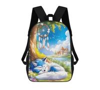 sinyumoney Sleeping Fox Dreamcatcher Mochila Escolar Para Niños, Mochila Escolar De Gran Capacidad Para Niños, Mochila Escolar 3D, Regalos Para Niños 17inch