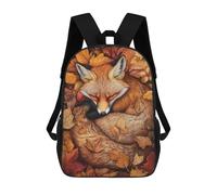 sinyumoney Sleeping Fox in Autumn Leaves Mochilas Escolares Impresas En 3D, Mochila Escolar Informal Para Niños, Mochila Escolar De Moda Para Estudiantes De Secundaria 17inch