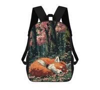 sinyumoney Sleeping Fox in Cherry Blossom Forest Mochila Para Niños, Adolescentes Y Estudiantes, Mochilas Para Niñas, Mochilas Para Niños Pequeños, Primaria Y Secundaria 17inch