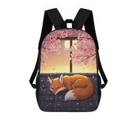 sinyumoney Sleeping Fox Under Cherry Blossoms Mochila Escolar Impresa En 3D Mochilas Informales Para Niños Mochila Escolar Impresa En 3D Para Niños De Primaria Y Secundaria 17inch