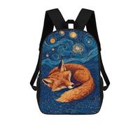 sinyumoney Sleeping Fox Under Starry Night Sky Mochila Escolar Impresa En 3D Mochilas Informales Para Niños Mochila Escolar Impresa En 3D Para Niños De Primaria Y Secundaria 17inch