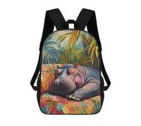 sinyumoney Sleeping Hippo Mochilas Impresas En 3D 17inch Mochila Escolar Infantil Para Exteriores, Mochila Informal De Día, Bolsas De Viaje Informales Para Estudiantes De Secundaria