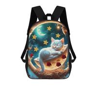 sinyumoney Sleeping Moonlit Cat Fantasy Mochilas Impresas En 3D Para Niños, Mochila Escolar, Mochila De Moda Para Niños De Primaria Y Secundaria 17inch