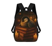 sinyumoney Sleeping Penguin on Books with Candles Mochila Escolar Impresa En 3D 17inch Mochila Escolar Infantil Mochilas De Viaje Mochila Informal De Moda Para Niños Y Estudiantes