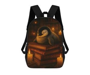 sinyumoney Sleeping Penguin on Books with Candles Mochila Escolar, Mochila De Negocios Para Portátil, Mochila Informal Unisex Para Hombres, Mujeres Y Adolescentes 17inch