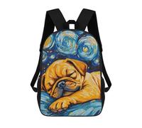 sinyumoney Sleeping Puggle Starry Night Mochila Escolar Impresa En 3D Para Niños 17inch Mochilas Para Niños Y Niñas, Mochilas Escolares Para Niños, Mochilas De Viaje