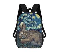 sinyumoney Sleeping Rabbit Starry Night Art Mochila Infantil, Mochila Escolar De Gran Capacidad Para Estudiantes, Mochila Para Libros, Mochila Para Niños, Niñas, Adultos Y Adolescentes 17inch