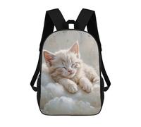 sinyumoney Sleeping White Kitten on Clouds Mochila Escolar Mochilas Escolares Para Niñas Y Niños Mochila Con Bolsillo Mochila Escolar De Moda Mochila Infantil 17inch