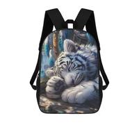 sinyumoney Sleeping White Tiger Mochila Infantil, Mochila Escolar De Gran Capacidad Para Estudiantes, Mochila Para Libros, Mochila Para Niños, Niñas, Adultos Y Adolescentes 17inch