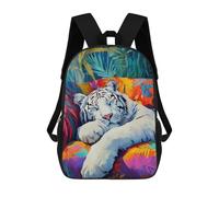 sinyumoney Sleeping White Tiger Mochila Para Niños, Adolescentes Y Estudiantes, Mochilas Para Niñas, Mochilas Para Niños Pequeños, Primaria Y Secundaria 17inch