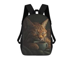 sinyumoney Sleepy Cat with Coffee Mug Mochilas Escolares Para La Escuela Secundaria, Preparatoria, Universidad Y Viajes Para Hombres, Mujeres Y Adolescentes 17inch