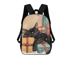 sinyumoney Sleepy Christmas Cat Mochila Escolar De Moda Para Estudiantes, Adecuada Para Niños Y Niñas, Mochila Informal Para Viajes Al Aire Libre, Esencial Para El Día A Día 17inch